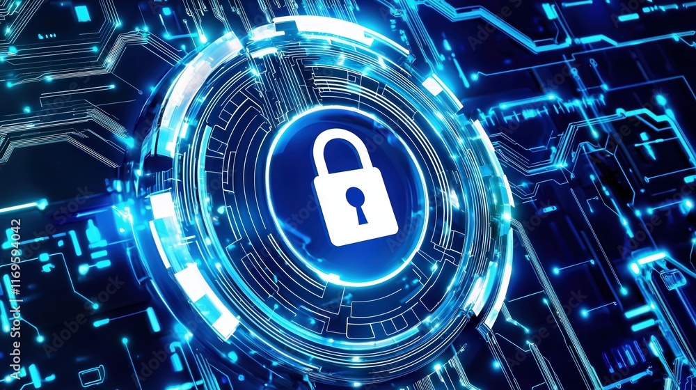Poster protecting information through cybersecurity measures using advanced firewall technology in a digita