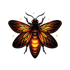 A realistic vector illustration of a firefly glowing in the dark.