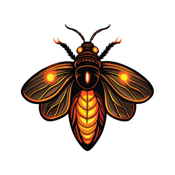 glowing insect with orange and brown details clip art preview