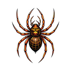 Realistic vector illustration of a spider spinning a web.