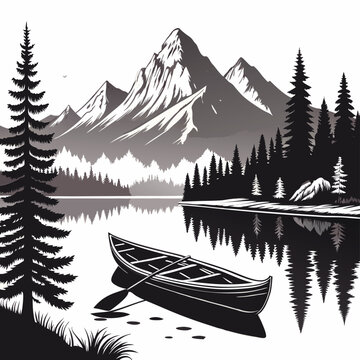 silhouette of a fisherman fishing on a boat vector art illustration isolated on transparent background.