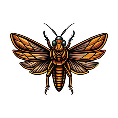Generate a realistic vector illustration of a locust swarm in flight.