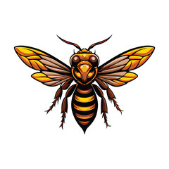 Realistic vector illustration of a hornet in mid-flight with a focus on detail.
