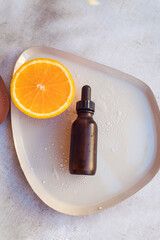 Amber Glass bottle with vitamin C serum 