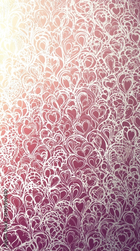 Poster intricate lace overlay with heart-shaped patterns on a soft pastel background showcasing delicate cr