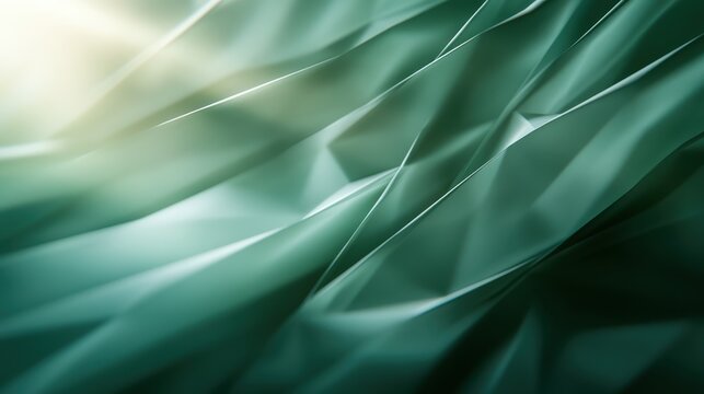 A captivating ruffled green texture illuminated by soft light, creating an elegant visual effect that evokes a sense of movement and fluidity in abstract art.