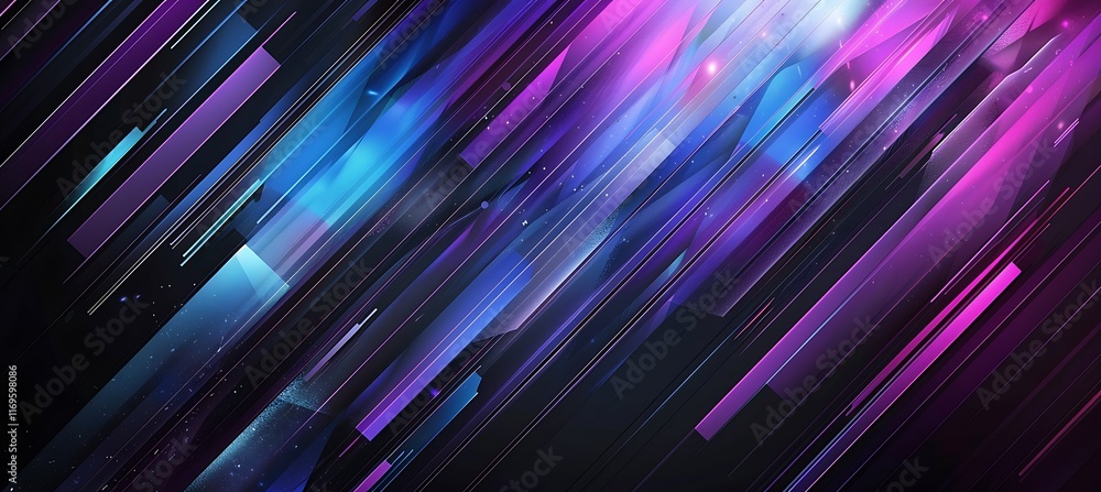 Poster a modern purple background with abstract geometric shapes and patterns that stand out, making it per
