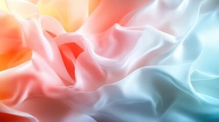 Obraz premium This captivating image showcases illuminated wavy silk with a tricolor pattern, evoking emotions of movement and beauty, perfect for decorative purposes and artistic visuals.