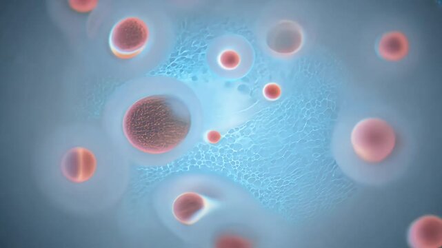 Animation Focusing Process Cloning Close Up Cellular Reproduction Stem Cells 4K Resolution