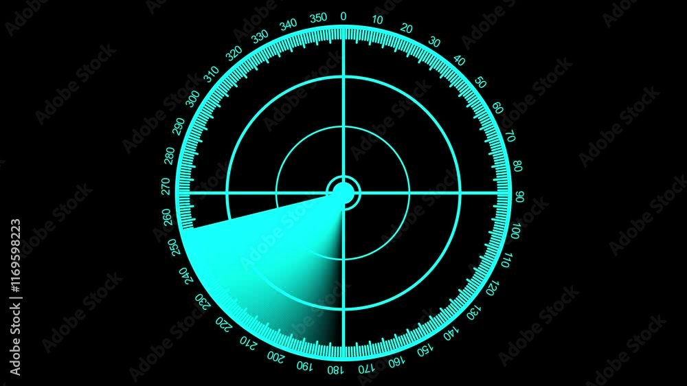 Poster radar screen animation on black background. signal transmitted sonar radar. radar point to detect en