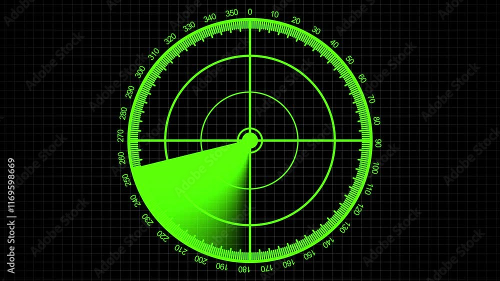Aufkleber radar screen animation on black background. signal transmitted sonar radar. radar point to detect en