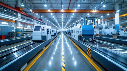 Modern Automated Machinery in a Factory. Generative ai.