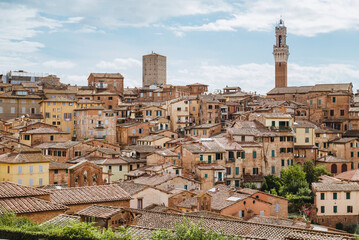 Siena city view with Mangia Tower and Cathedral , Siena, UNESCO World Heritage Site, Tuscany, Italy