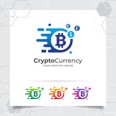 Bitcoin logo design vector concept of Cryptocurrency as an digital payment system and international currency exchange.