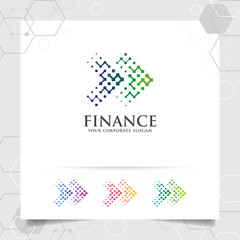Business finance logo design with arrow vector and statistic symbol for investment ,data analyst ,financial company.