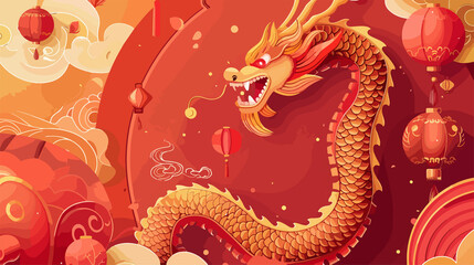 Lunar New Year Vertical Banner Background for Social Media