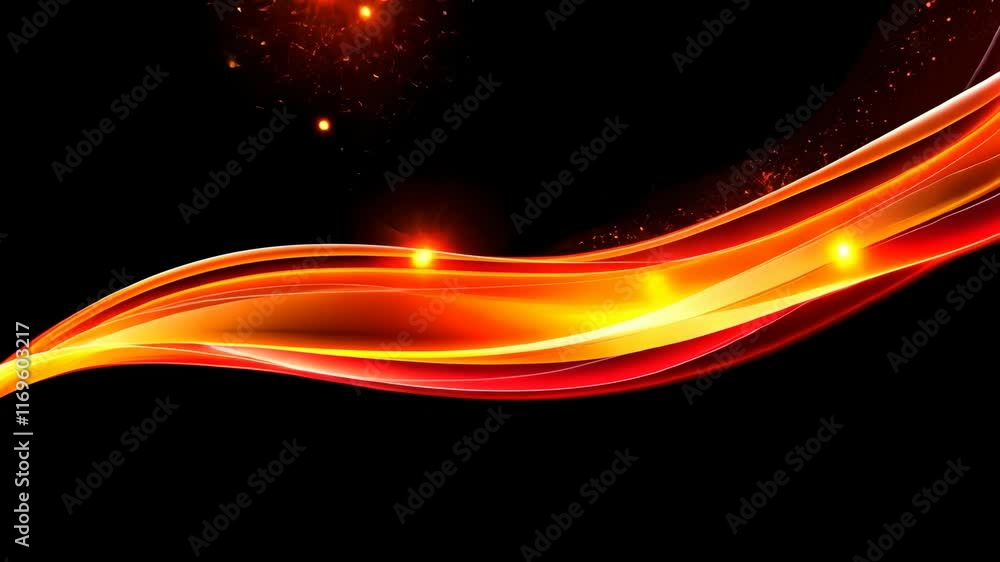 Aufkleber brightly colored abstract wave design with a fiery glow on a black background showcasing dynamic ene