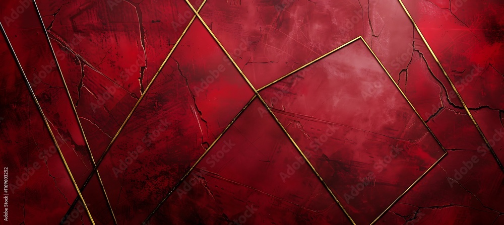 Poster luxurious red backdrop with subtle golden lines adding an artistic and contemporary flair