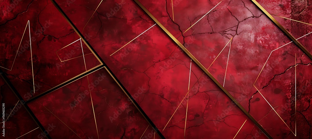 Poster luxurious red backdrop with subtle golden lines adding an artistic and contemporary flair