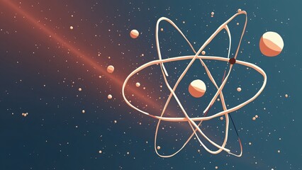 Abstract Atom Structure Cosmic Art, Science and Space Background
