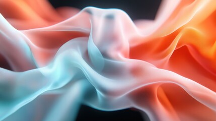 Fototapeta premium A mesmerizing display of flowing fabric, this image showcases graceful waves in soft colors, embodying elegance and a sense of artistic beauty through movement and light.
