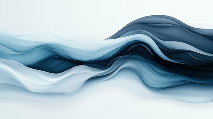 Obraz premium Blue-white waves on white background with black-white stripe below