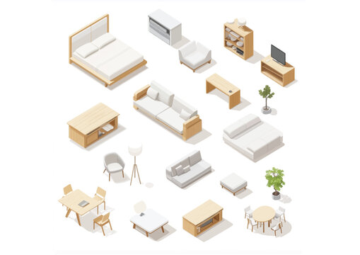 Isometric furniture vectors 