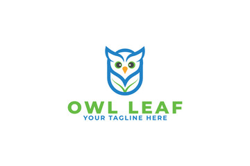 Line art leaf owl logo icon symbol design template illustration inspiration. Vector illustration.