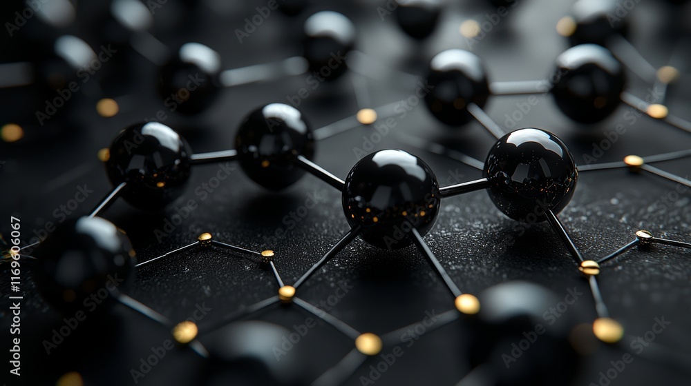 Poster a network of black spheres joined by lines depicts nodes and connections, illustrating a complex web