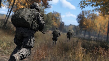 Soldiers Navigating Challenging Terrain with Authentic Gear