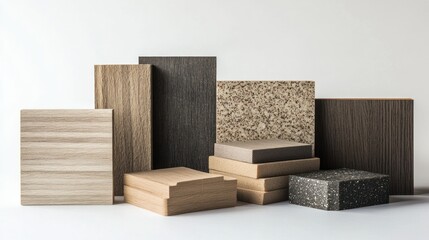 Collection of Various Wood and Stone Samples:  A Display of Textures and Colors for Interior Design