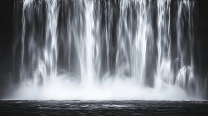 Majestic Waterfall Cascading into Dark Pool