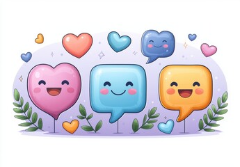 Flat illustration with 3D icons of social media platforms and online social communication apps