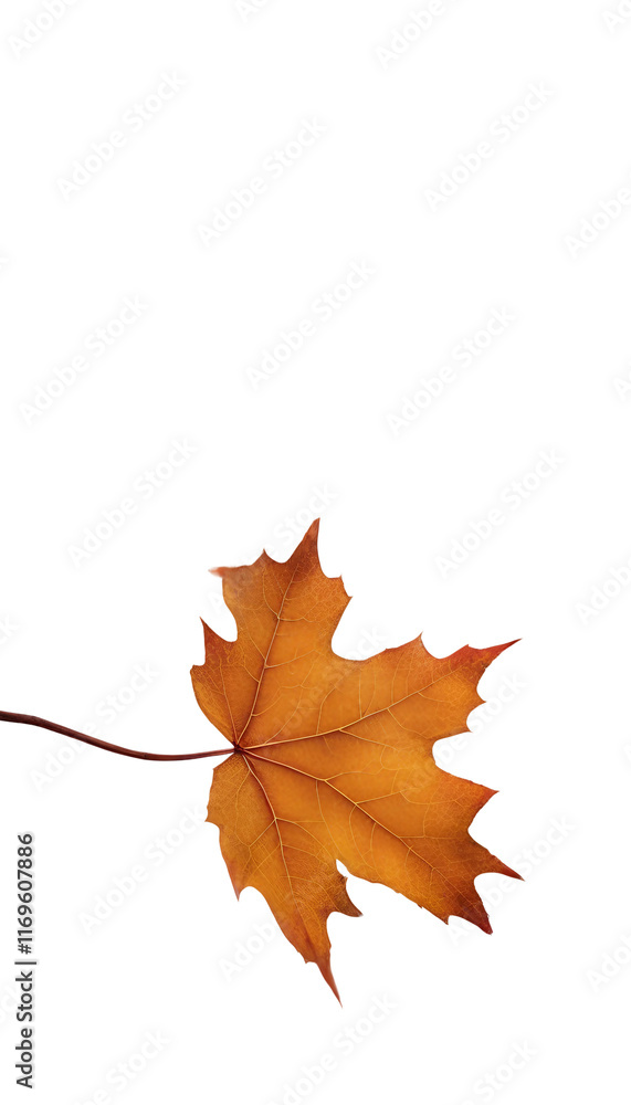 Poster close up fall maple leaf isolated on transparent background