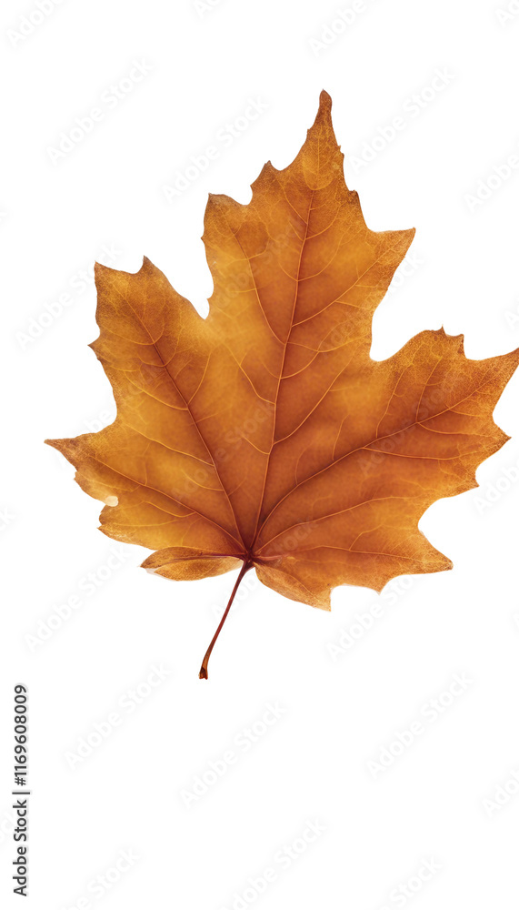 Poster close up fall maple leaf isolated on transparent background