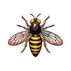 A detailed vector illustration of a hoverfly in mid-air.