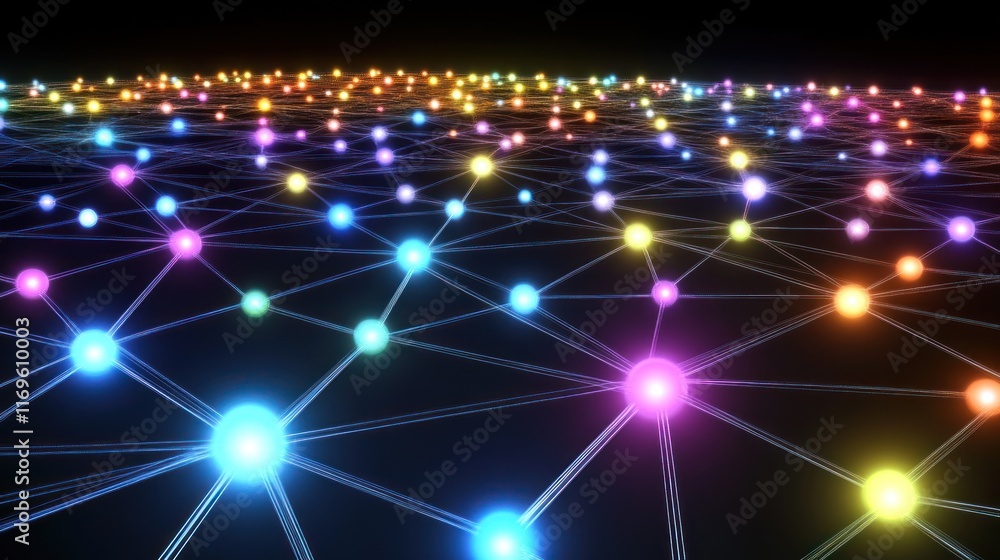 Poster Colorful Nodes Connected In A Complex Network Structure