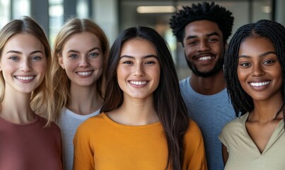 Fototapeta premium Smiling diverse group of young adults.