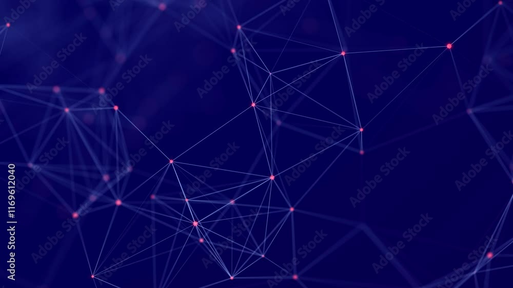 Leinwandbilder Abstract polygonal space with dots and lines motion. Data technology and scientific illustration. 3d rendering. Seamless loop. 4K	
