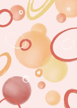 Abstract background with dots circles in warm colours