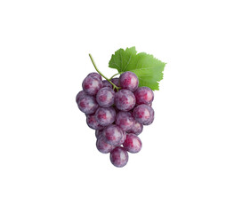3D bunch of vibrant purple grapes with a green leaf attached, ideal for food, fruit, and healthy lifestyle projects. Isolated on transparent background, png.