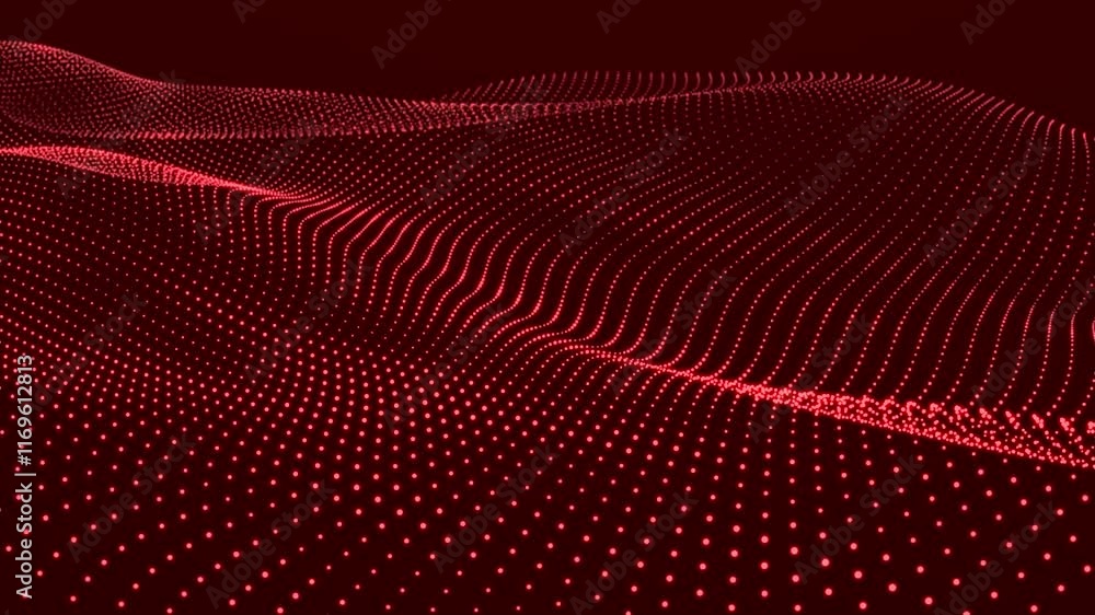 Poster dynamic wave with meny dots. abstract motion background of dots. technology or science. 3d rendering