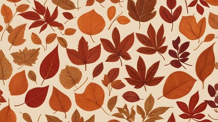 "Autumn motifs with leaves in shades of red, orange and gold."

