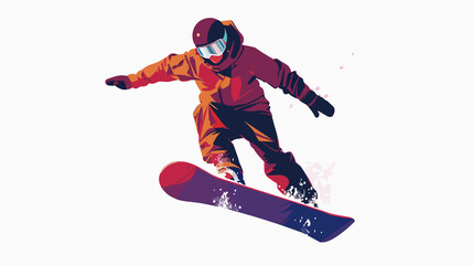 Dynamic Male Snowboarder Jumping Against Media Background