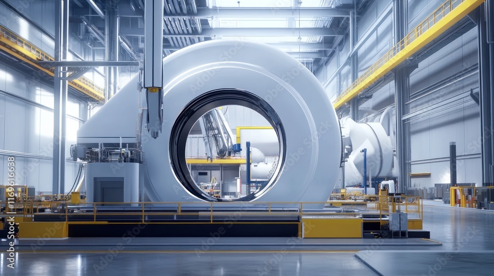 Poster large industrial machine in modern factory setting