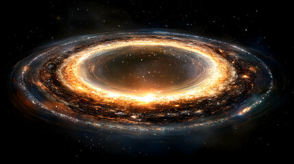Fototapeta premium Ring galaxy with bright core and swirling arms in deep space.