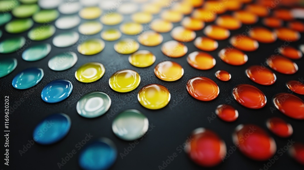 Poster colorful glossy orbs arranged in a gradient pattern