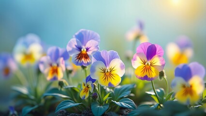 Vibrant Pansy Flowers in Spring Garden Bloom