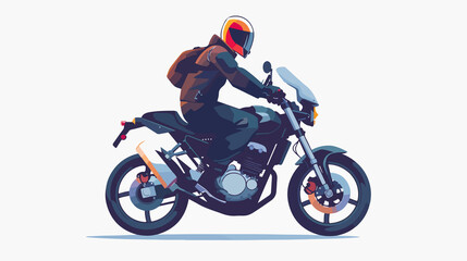Obraz premium Professional Biker Male Wearing Helmet Riding Cool Motor Bike