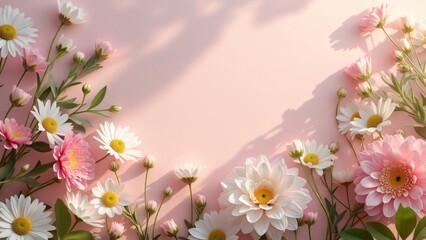 Obraz premium Beautiful Pink and White Daisy Flowers on Pink Background
